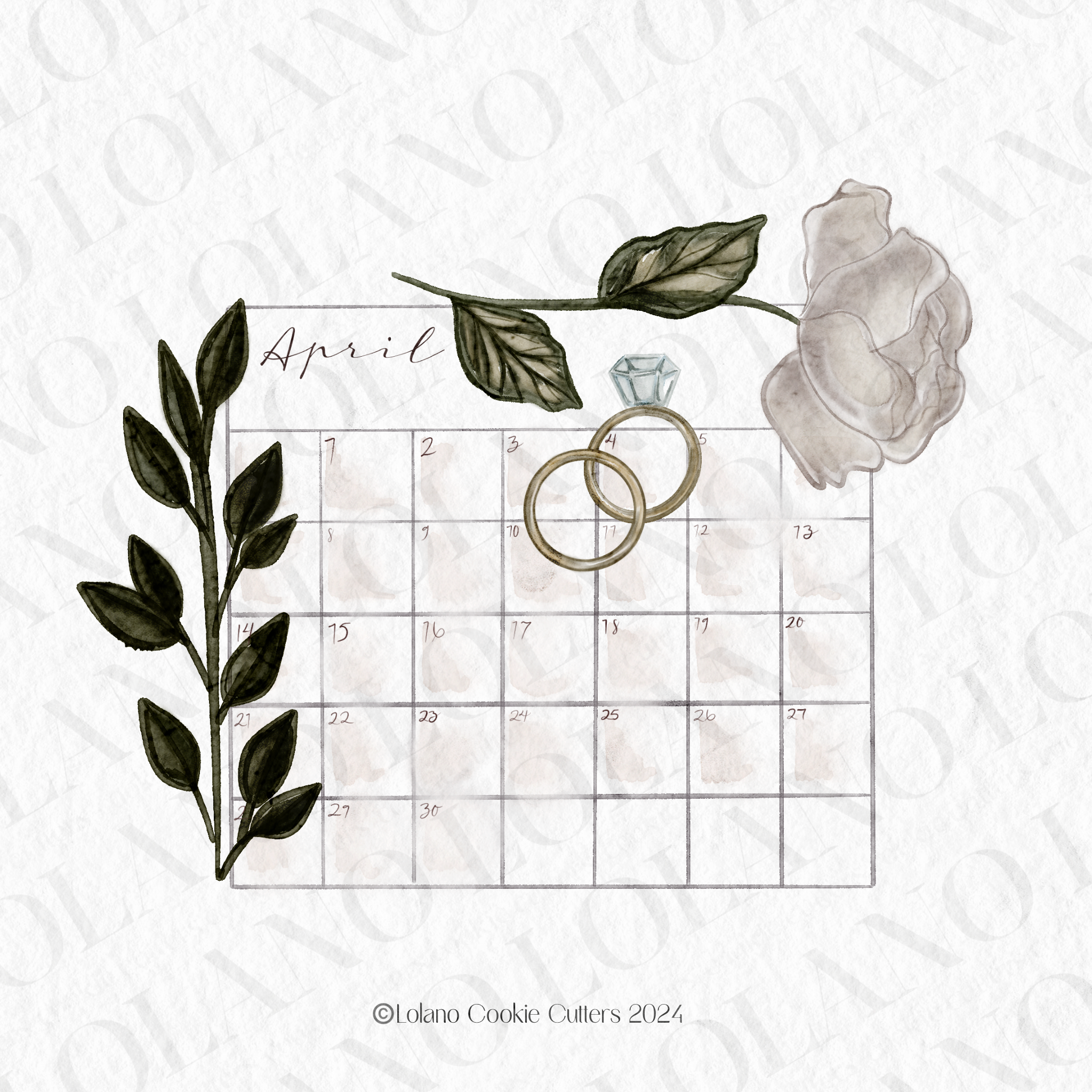 Calendar with Florals Cookie Cutter