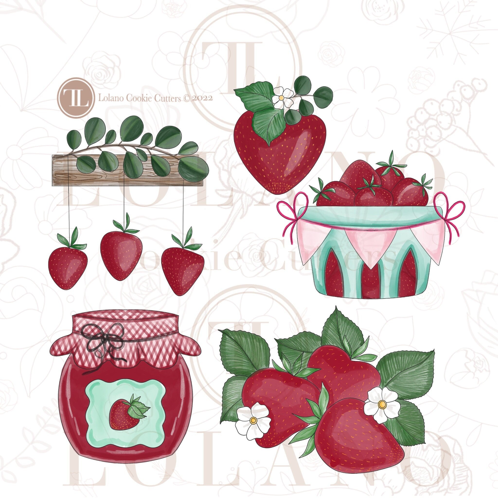 Strawberry themed cookie cutters
