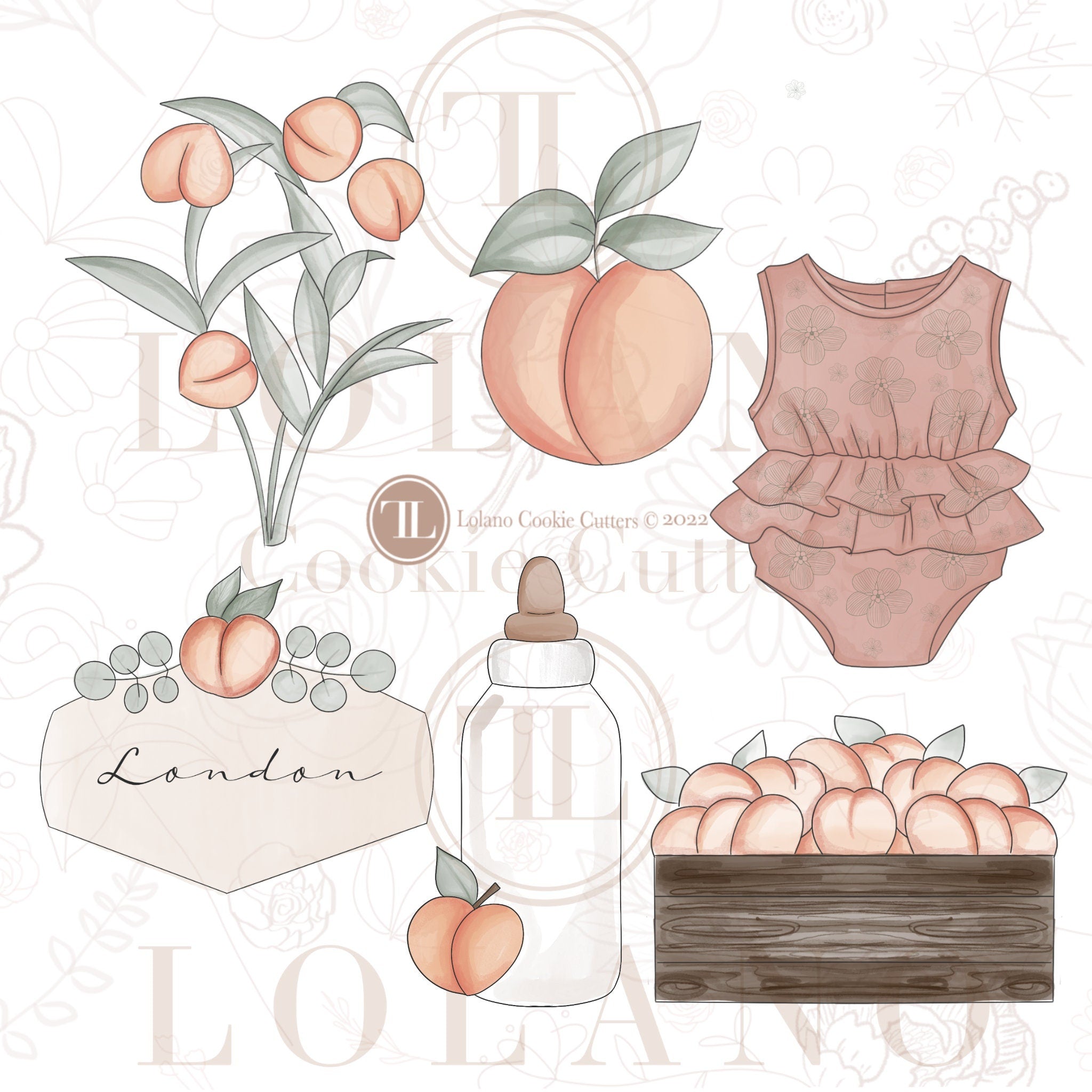 Peach Themed Cookie Cutters (Collection 01)