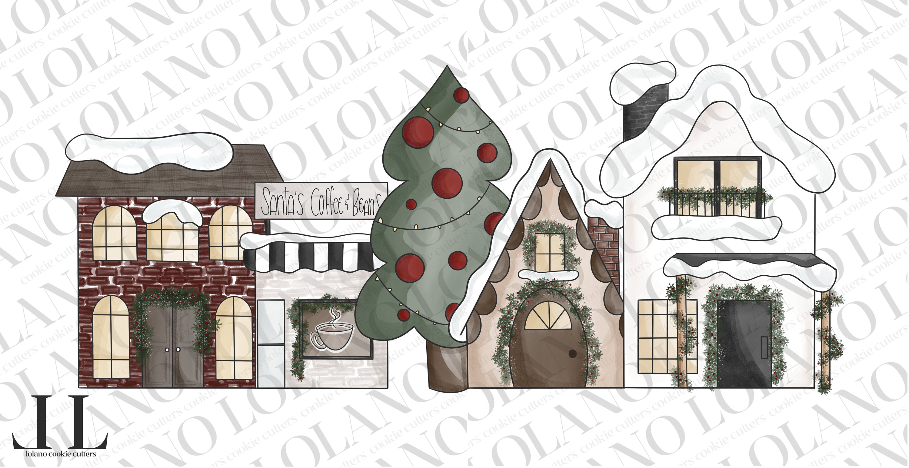 BYO Christmas village cookie cutter set of 5