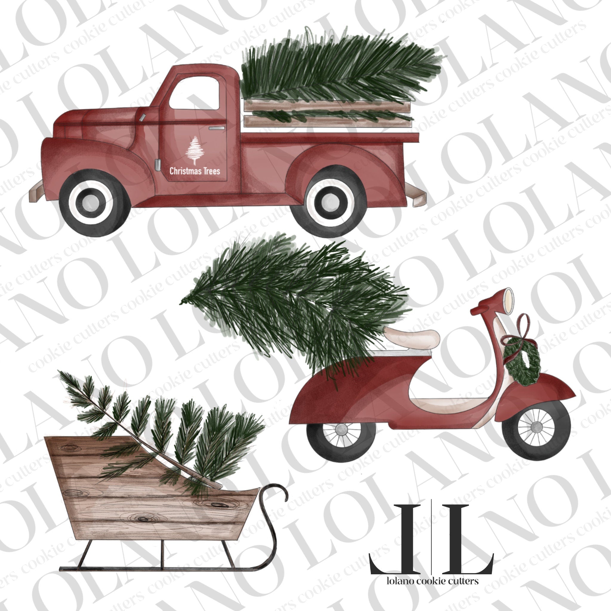 Christmas Truck / Scooter / Sleigh Cookie Cutters