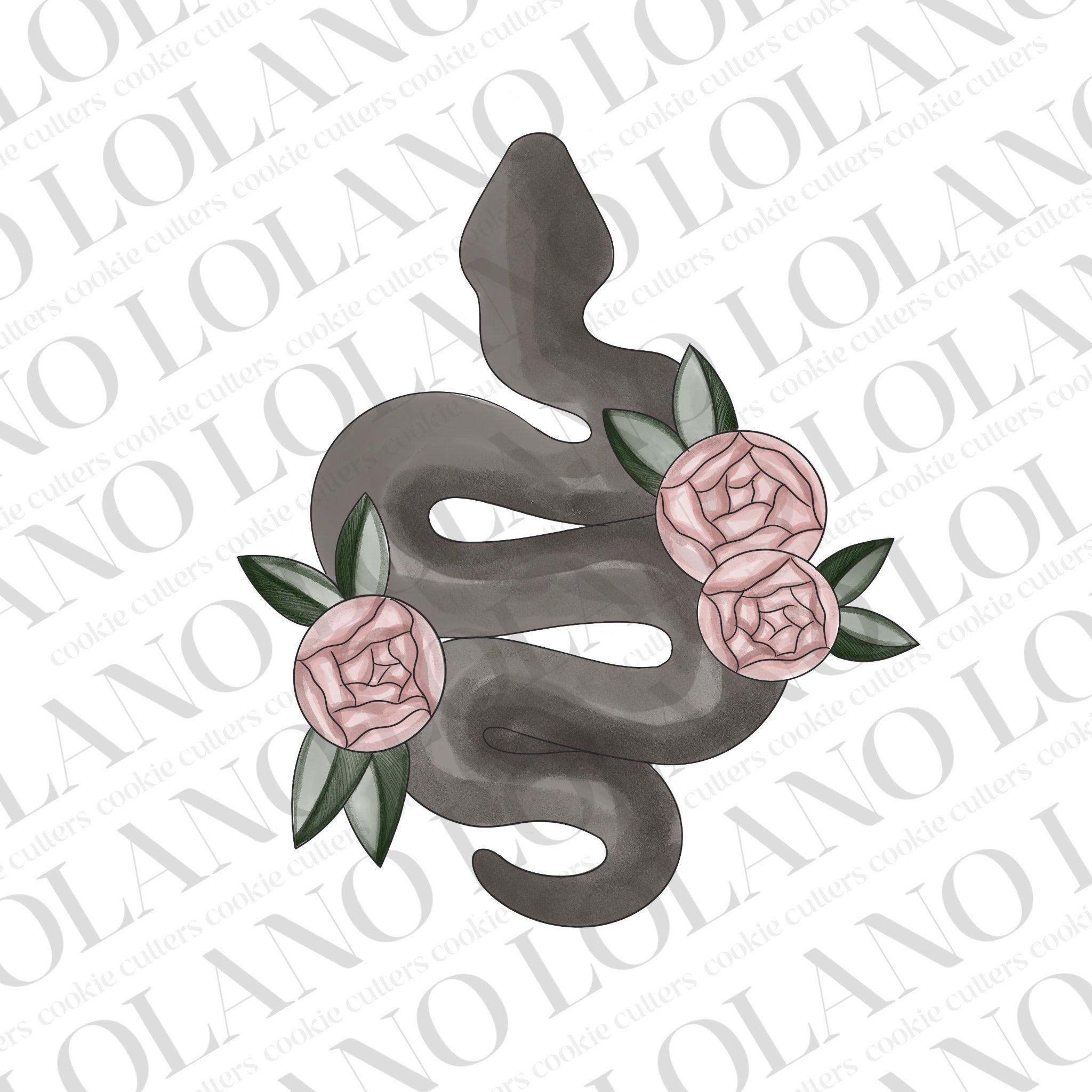 Snake with florals cookie cutter