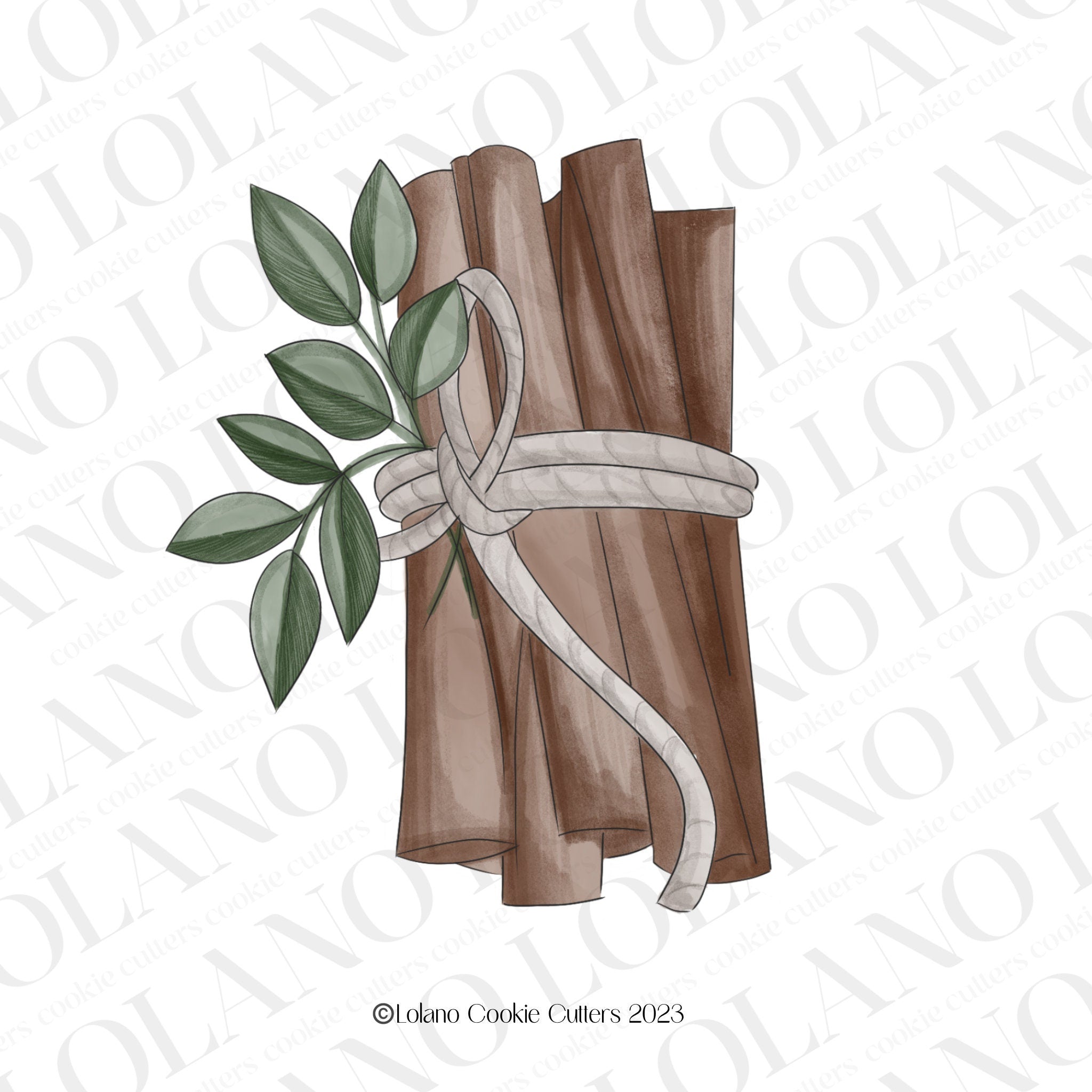 Cinnamon stick with greenery cookie cutter