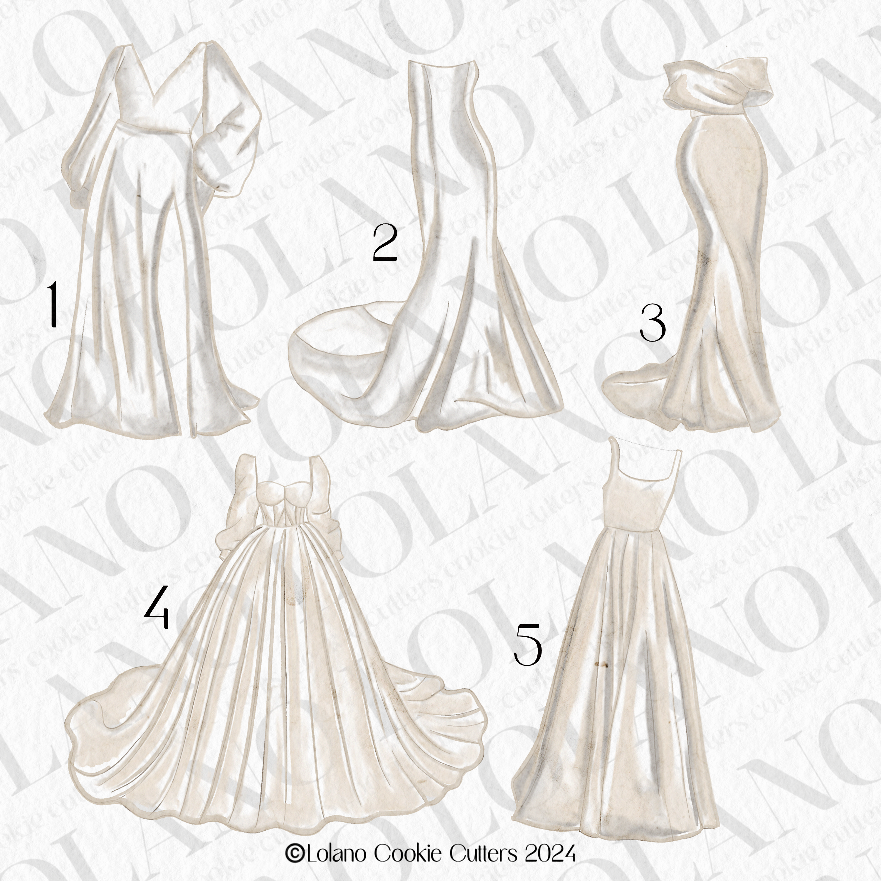 2024 Bridal Gown Collection Cookie Cutter STL Files