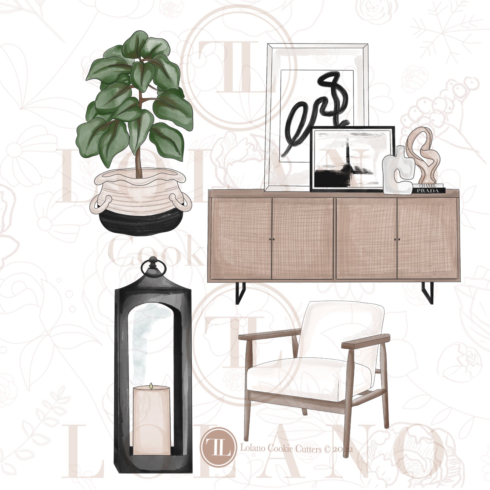 House warming/Modern interior design cookie cutter set! – Lolano Cookie ...